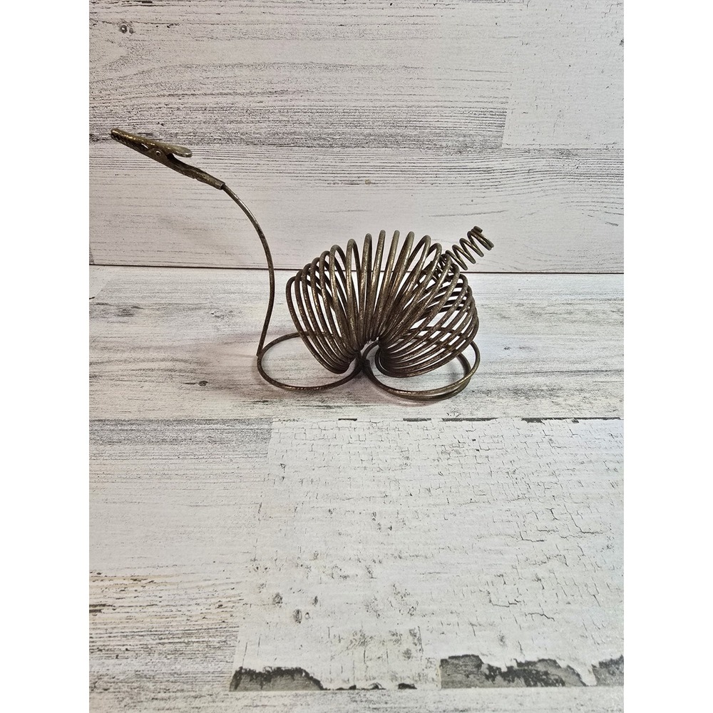 Vintage Metal Spring Coil Snail Photo‎ Memo Holder Clip Bronze Tone Desk Decor